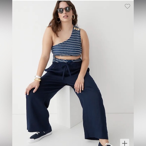 🆕 J. Crew Navy Asymmetrical One Piece Bikini Swimsuit Stripe Nautical 14 - Picture 4 of 16